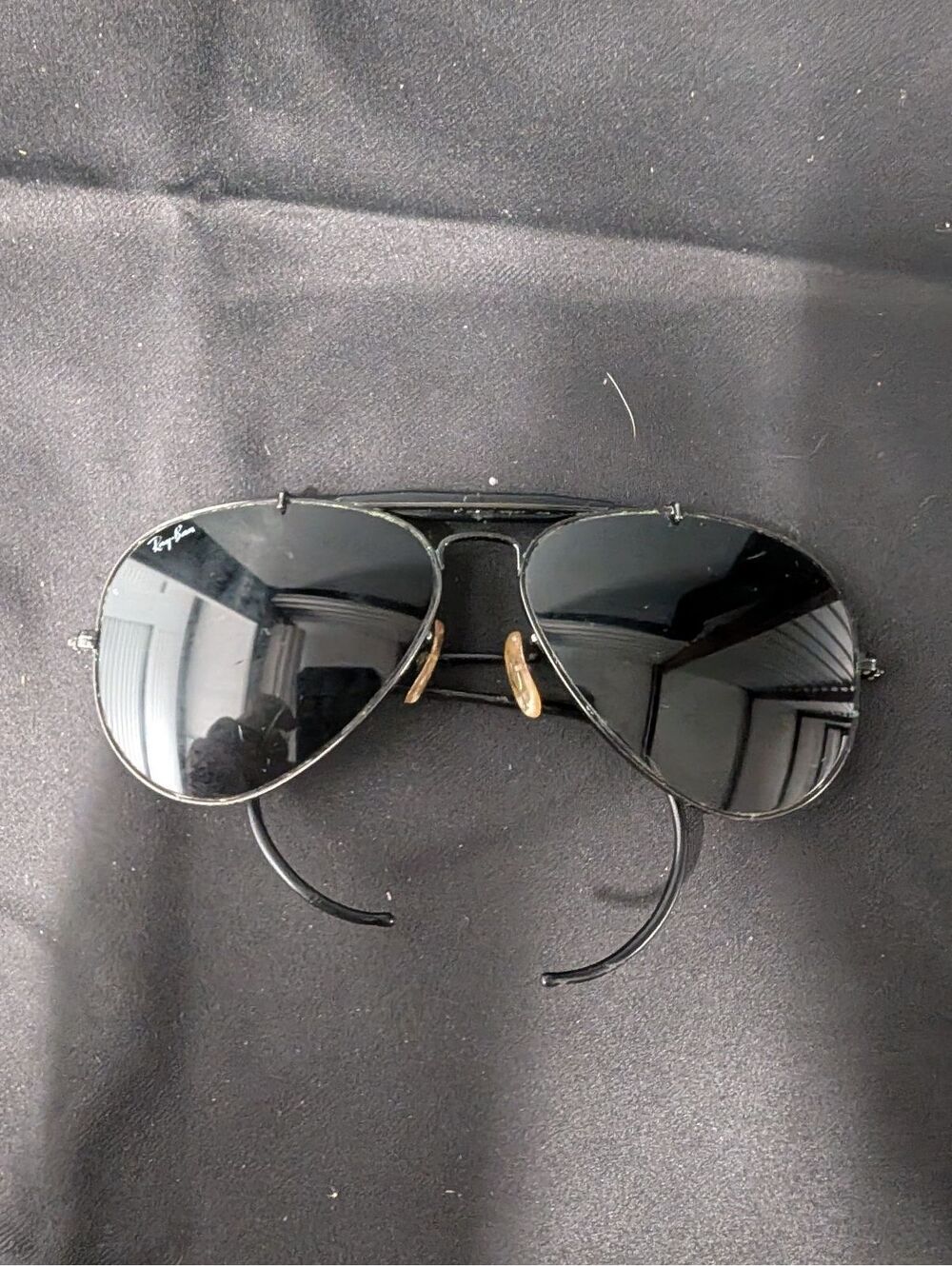 Vtg Black Ray Ban 58-14 B&l Wraparounds Outdoorsman Aviator As Is